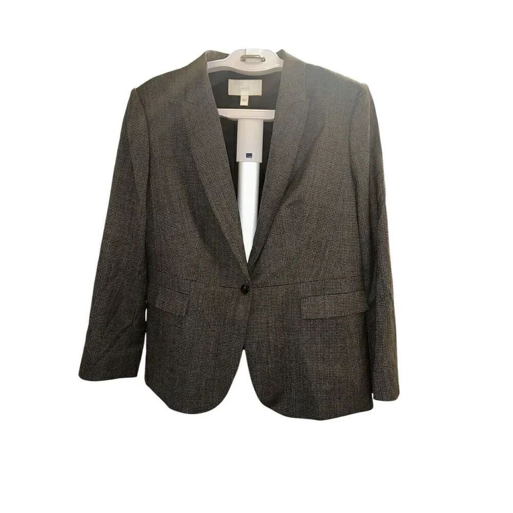 Hugo Boss Grey Wool Blend one Button Fitted Blazer Women's 14